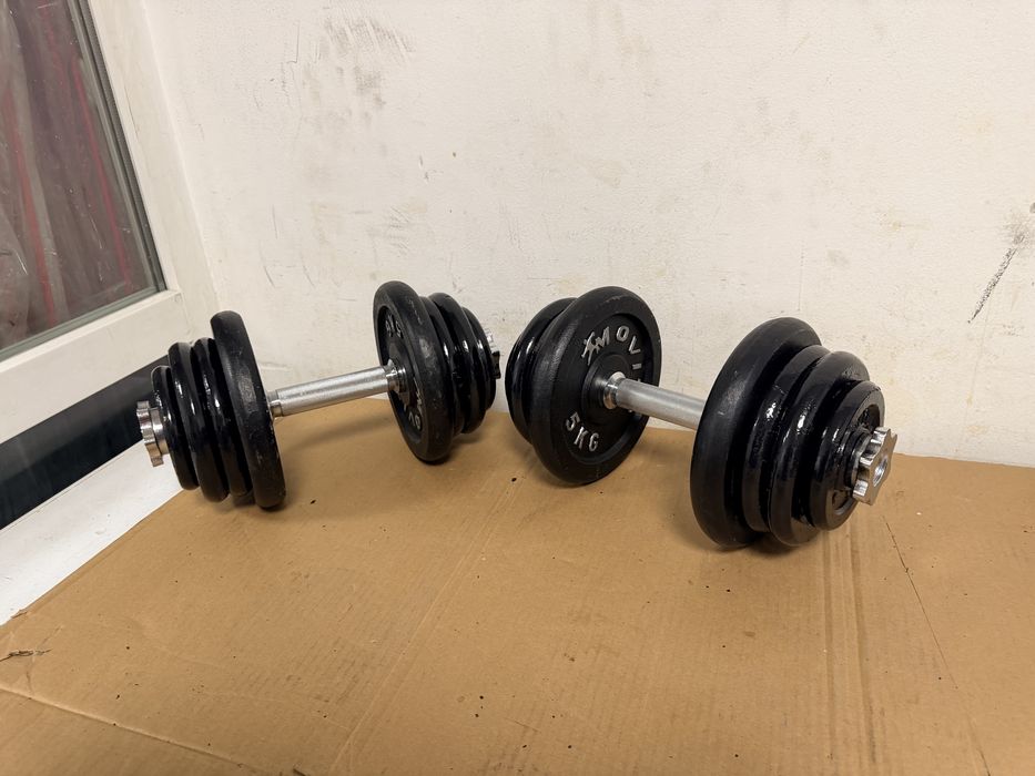 Set gantere otel fier noi set 50 kg, 25 kg+25 kg=50 kg pret promo 500 lei