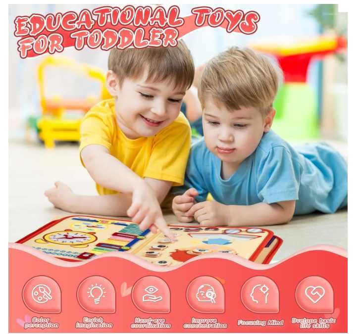 Motessori Busy Board 3+ Carte mapa educativa copii cu activitati