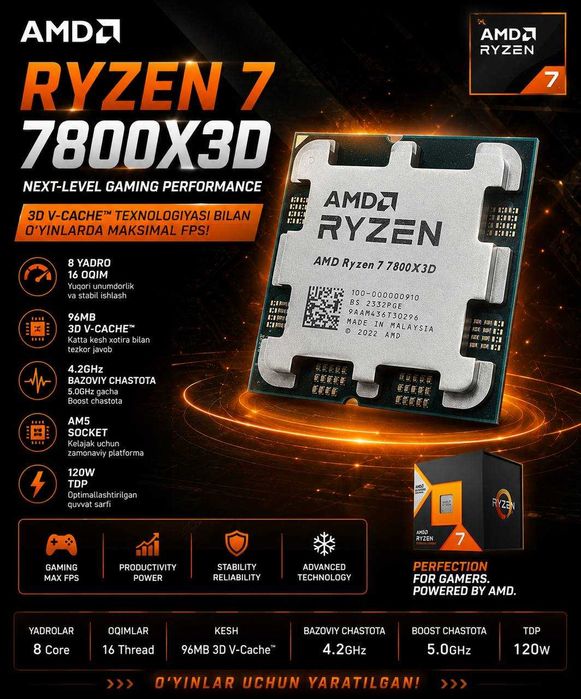 Protsessor  RYZEN 5 7 Optom narxlarda Процессор (Toshlar) CPU