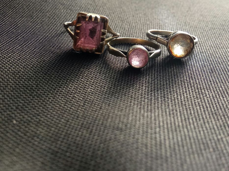 Продравам три винтидж сребърни пръстена с камъни