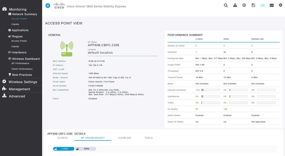 Cisco AP wifi-5, AIR-AP3802I-E-K9