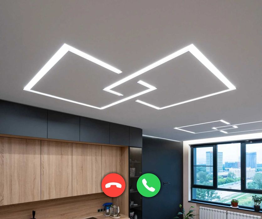 Натяжной Потолок Акция Световая Линия Бесплатный Замер Порящий Потолок