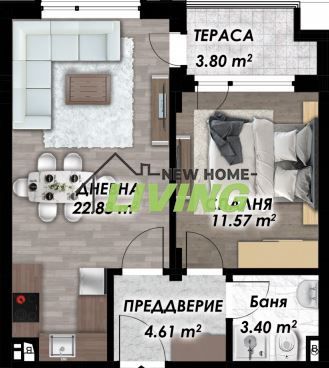2-стаен в Пловдив-Беломорски площ 64 цена 90880