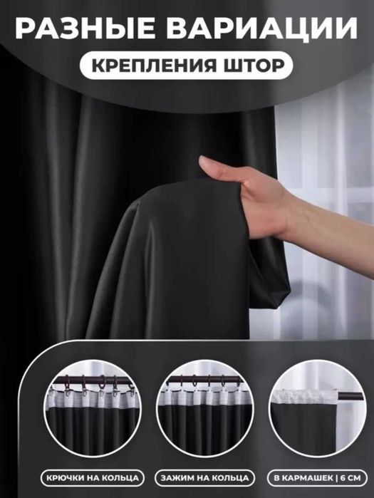 2 Шторы блэкаут премиум черные