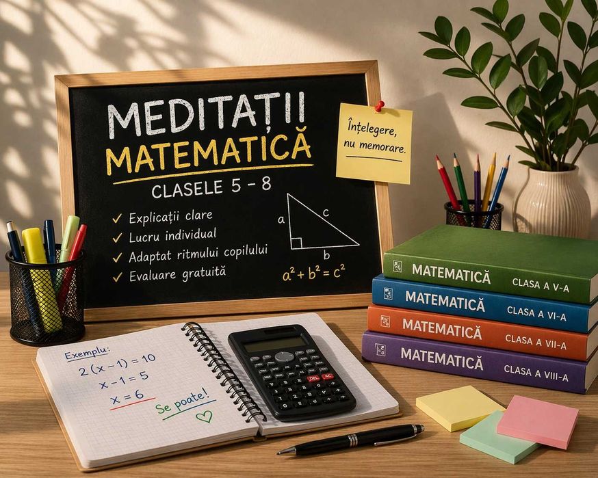 Meditații matematică clasele 5–8 | Explicații clare | Evaluare gratuită | Moșnița