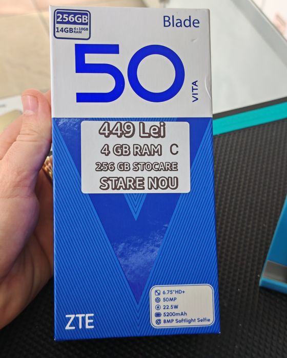 Zte Blade 50 Vita, 4/256 GB, Nou, Garanție