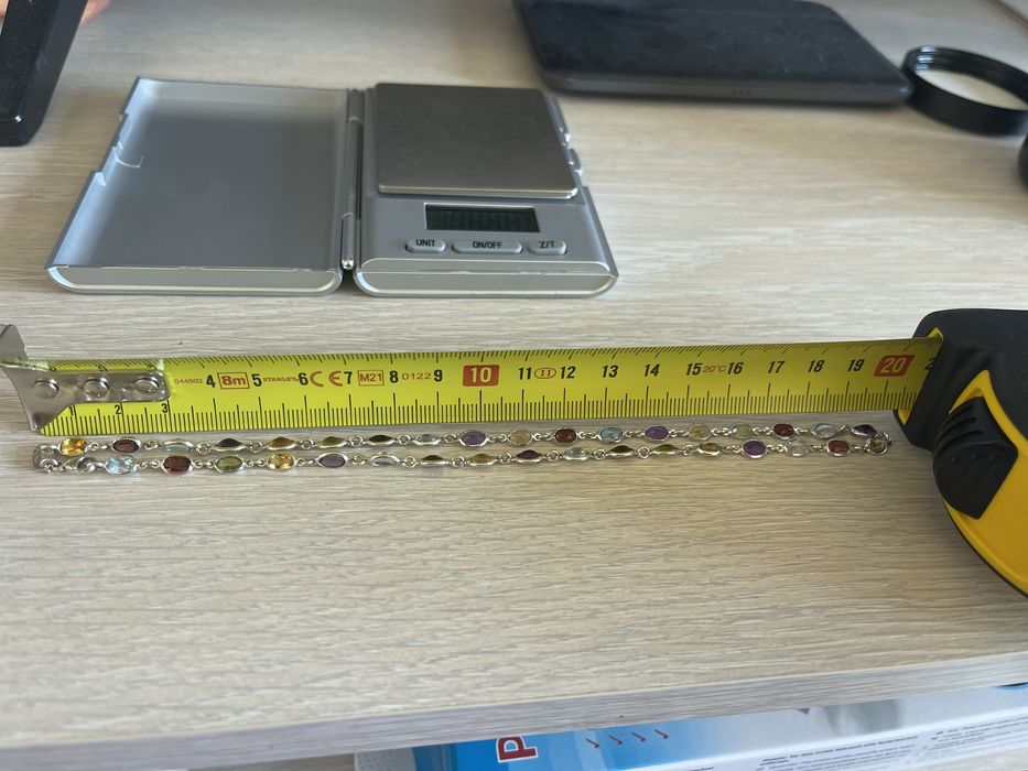 Colier aur alb 18k cu pietre semipretioase