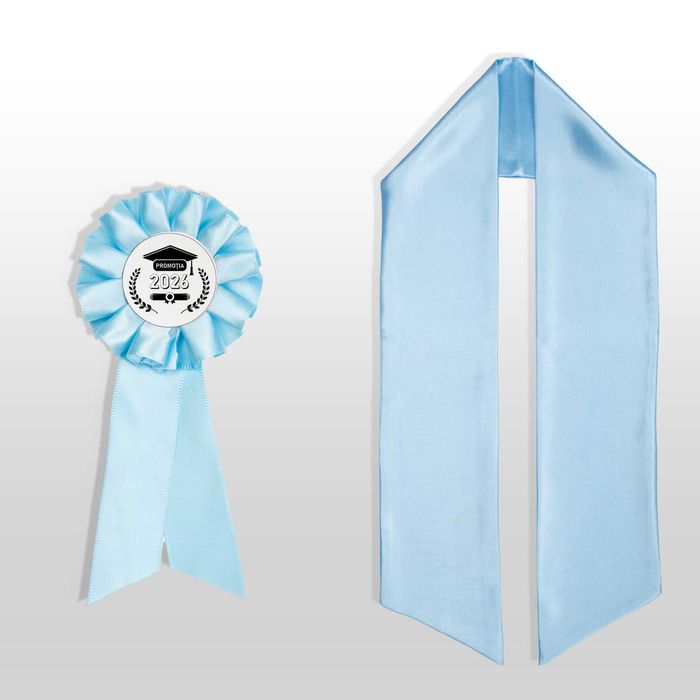 Toca, Esarfa si Cocarda, Set Nepersonalizat, Baby Blue,Liceu,Facultate
