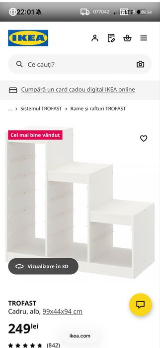 Pat etajat ikea si Cadru, alb, 99x44x94 cm