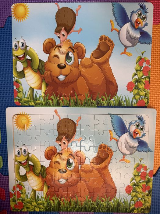 Puzzle copii 4 buc, 60 piese din lemn