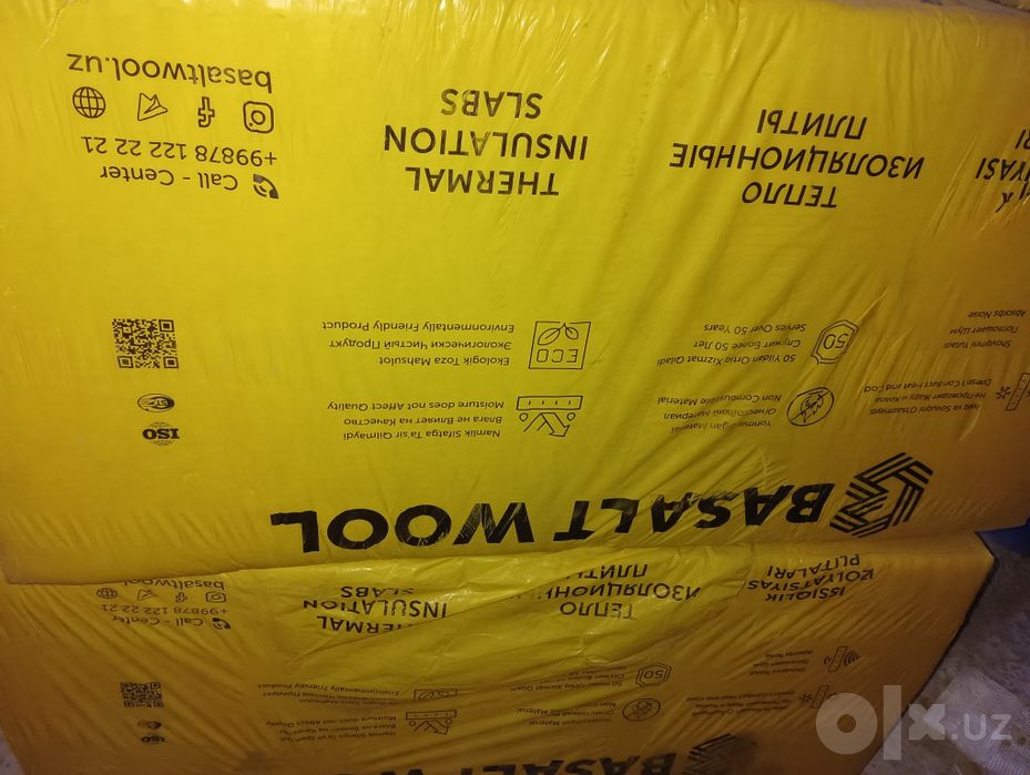 Bazalt Wood issiqlik izolatsiyasi 10 sm qalinlik, 50% lik