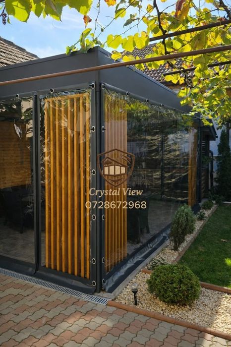 Închideri terase cu folie transparentă 0,8 mm – Crystal View