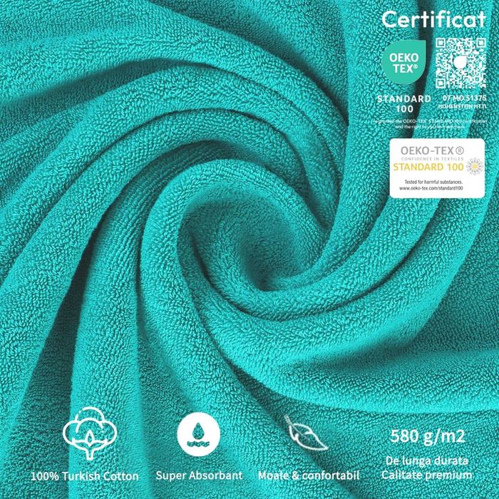 Set 4 prosoape premium, bumbac 100 %, dense super absorbante, moi