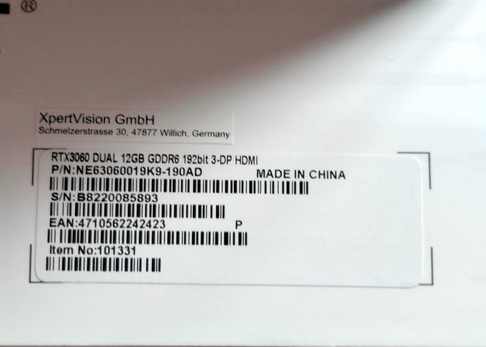 Palit GeForce RTX 3060 Dual LHR 12GB GDDR6 192-bit