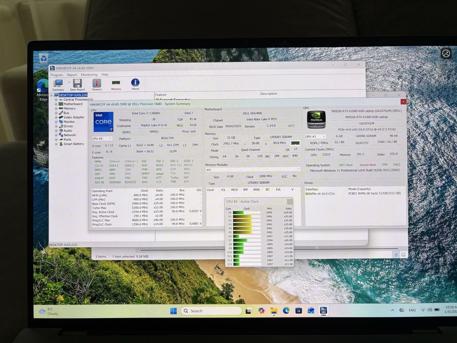 Dell Precision 5680, 16" OLED Touch, i7-13800H 32GB/512GB NVIDIA A1000