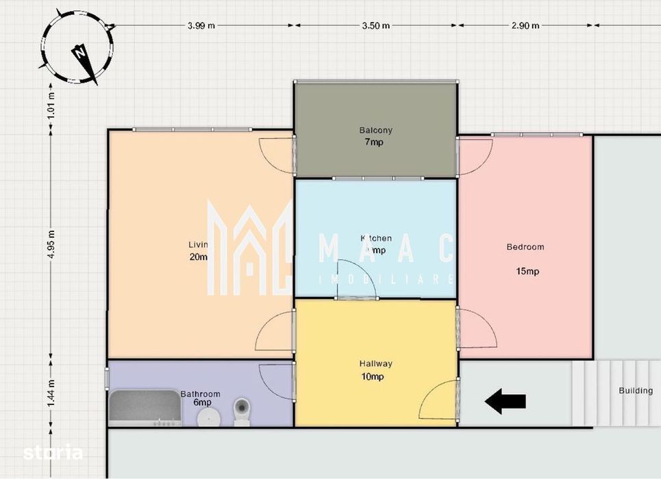 Apartament 2 camere decomandat | Ștrand, Sibiu | balcon, parcare
