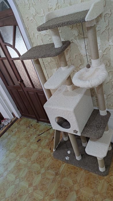 Большой Игровой комплекс для кошек. Когтеточка. Зоодомики