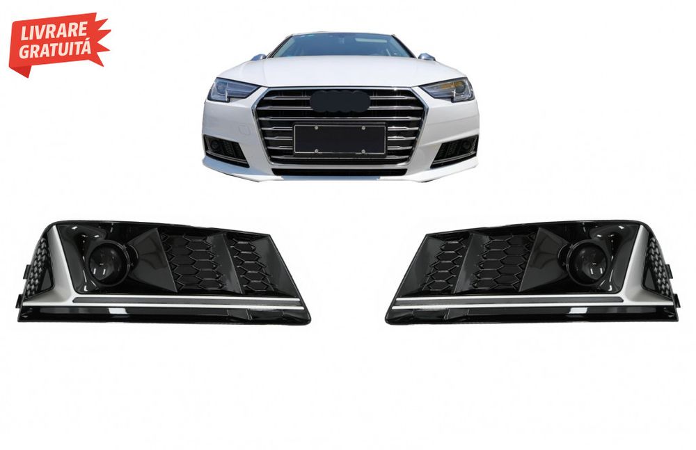 Grile Laterale Audi A4 B9 Sedan Avant (2016-2018) RS4 Design Silver Ed