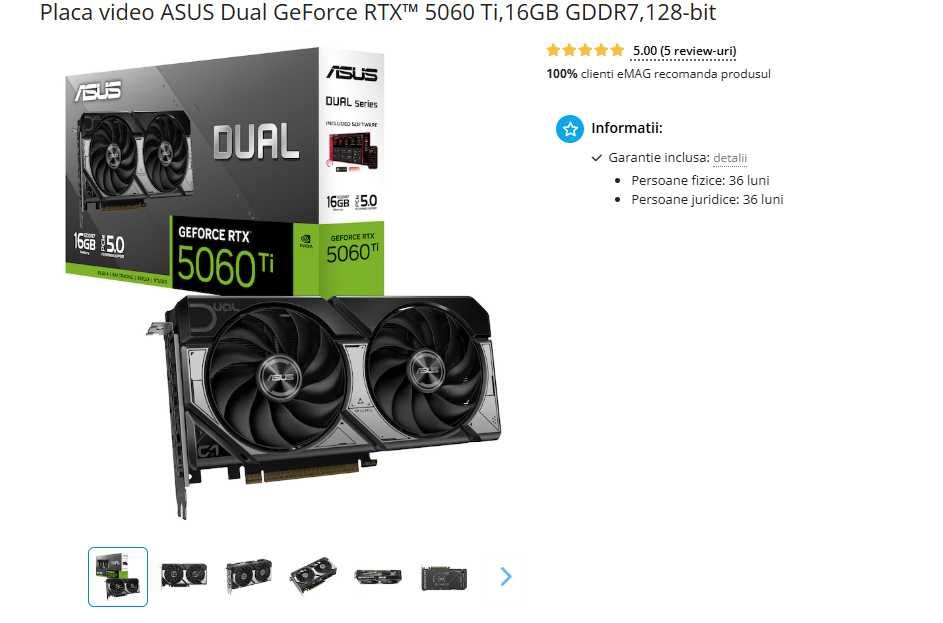 Calculator RTX 5060 TI 16gb
