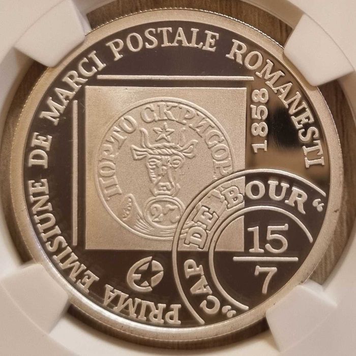 Moneda BNR 10 lei argint Cap de Bour gradata NGC PF 69 UC