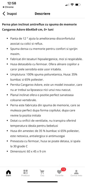 Perna antireflux hipoalergenica