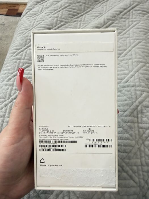 iPhone 16 256 GB, гарантия, 96% АКБ