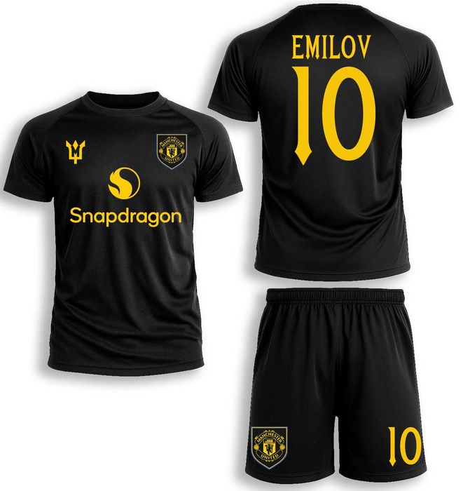 Екип тениска и шорти Manchester United с ИМЕ и НОМЕР по твой ИЗБОР!