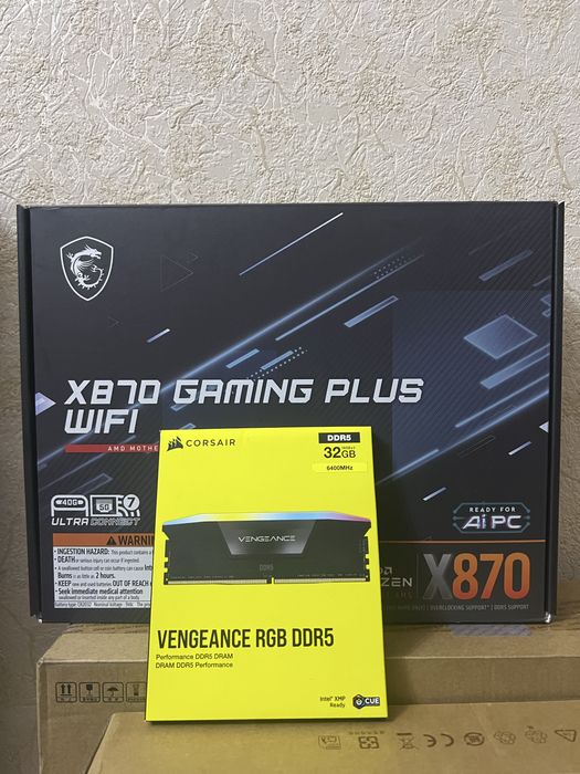 MSI X870 GAMING PLUS WIFI AM5 combo CORSAIR Vengeance RGB 32GBkit 6400