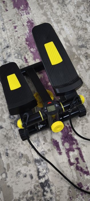 Stepper fitness Hop-Sport, 2 in 1, negru, 30x34x19cm, max. 120kg