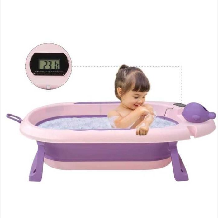 Cadita pliabila cu termometru si perna impermeabila