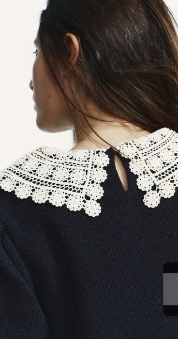 Pulover Zaara cu guler croșetat