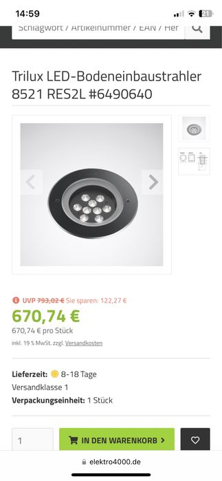 Doua Spoturi incastrate in pavaj  TRILUX RES2L/750 AMBER ( 2 bucati)