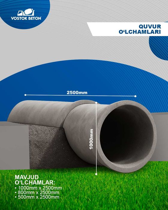 Железобетонные трубы, Бетон труба - 500,800,1000