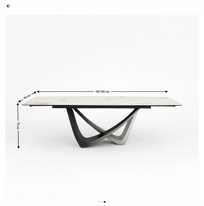 Masa Living Blat Ceramic Extensibila 180/280 x 90 x 75 cm  Alb Marmura