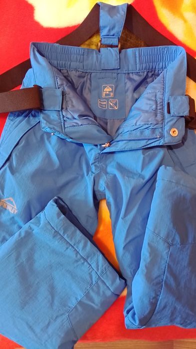 2xPantaloni dubli ski-sanie copii: 8ani(128cm)+9ani(134cm)impermeabili