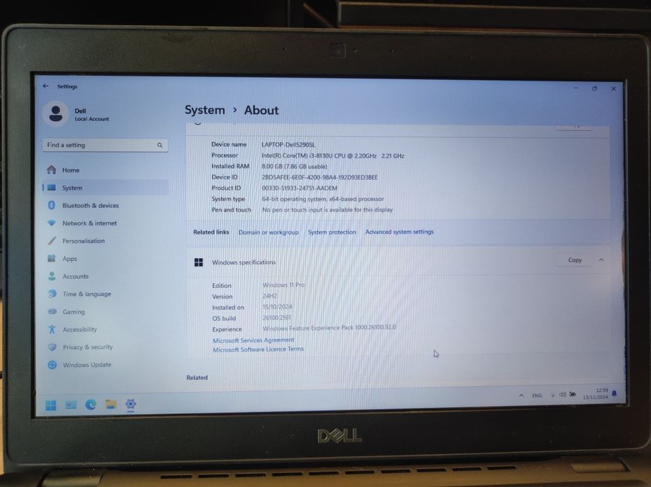 Лаптоп DELL Latitude 5290 i3 8130U 2.20GHz 8GB RAM 128GB SSD Win11 Pro