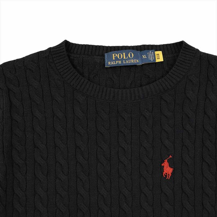 Pulover Polo Ralph Lauren negru – logo roșu, mărimea XL