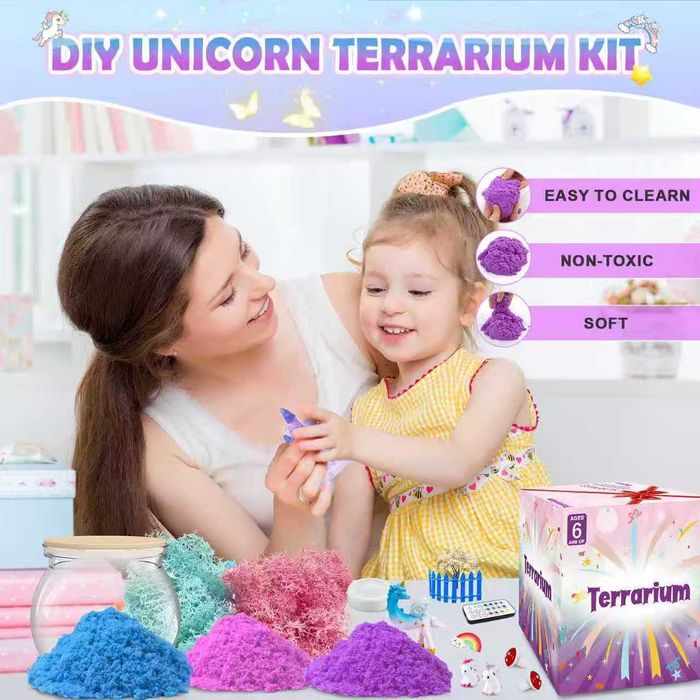 Нов Детски комплект терариум с еднорог LED светлина и дистанционно Идеален подарък дете