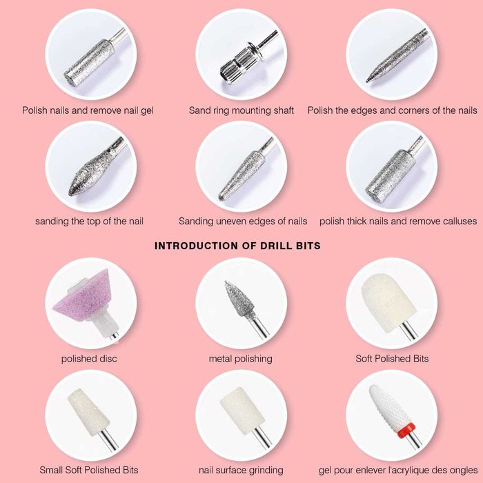 WakeDream 12 в 1 електрическа пила за нокти,скоростта (0-20 000 rpm).