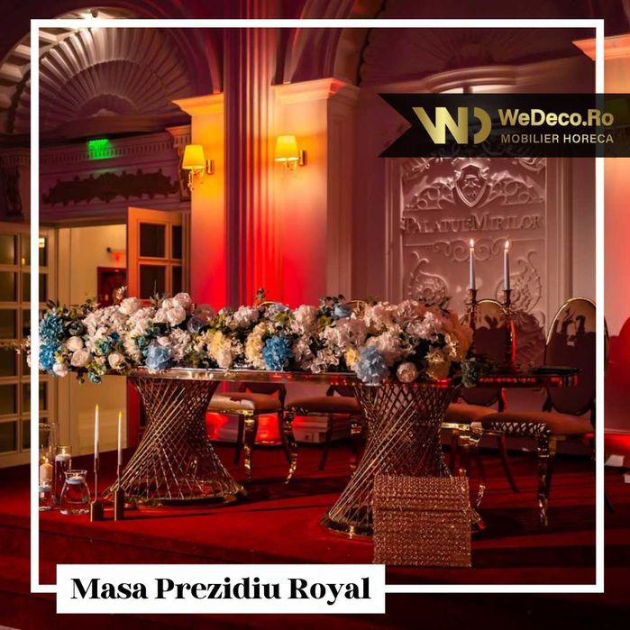 NOU! Masa Prezentare Tort Evenimente Aurie cu Roti - Produs de LUX