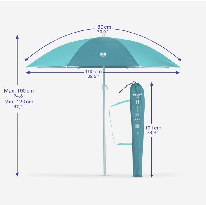 Umbrela soare Decathlon 160 cm, upf 50+