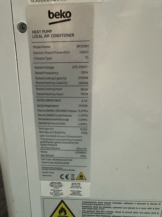 Aer Conditionat Portabil Beko 9000 BTU