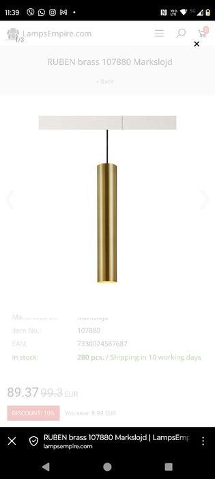 висяща дизайнерска  лампа Ruben