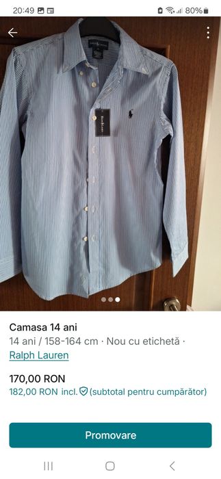 Camasa  Ralph Lauren 14 ani