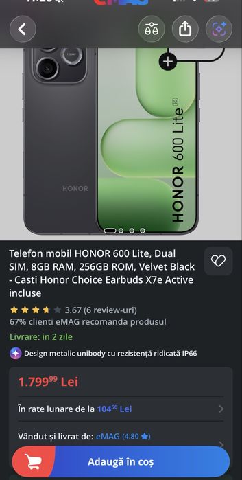 Amanet Royal : Honor 600 lite / Sigilat / Factura Garantie 2 ANI