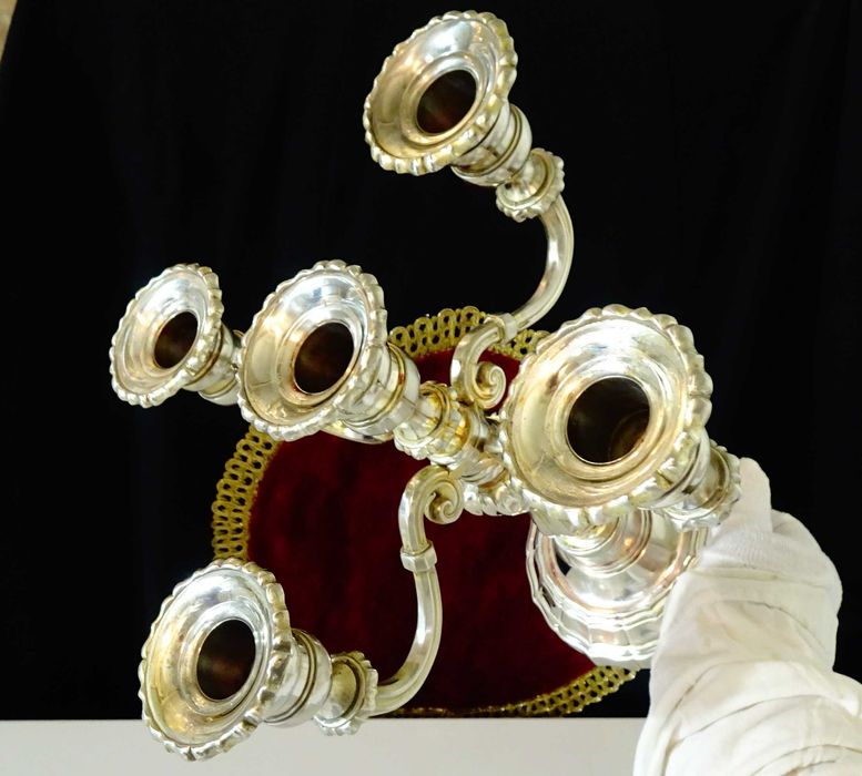 Посребрен свещник петица,1.6 кг.,викториански.