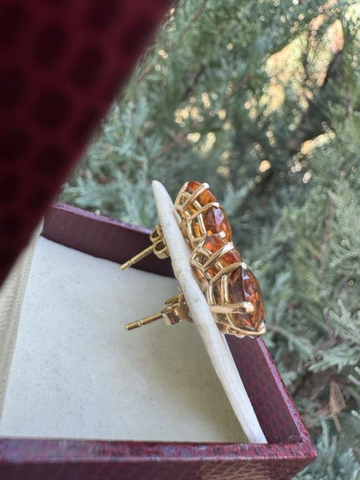 Cercei din aur si citrine