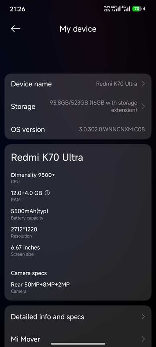 Redmi k70 ultra s