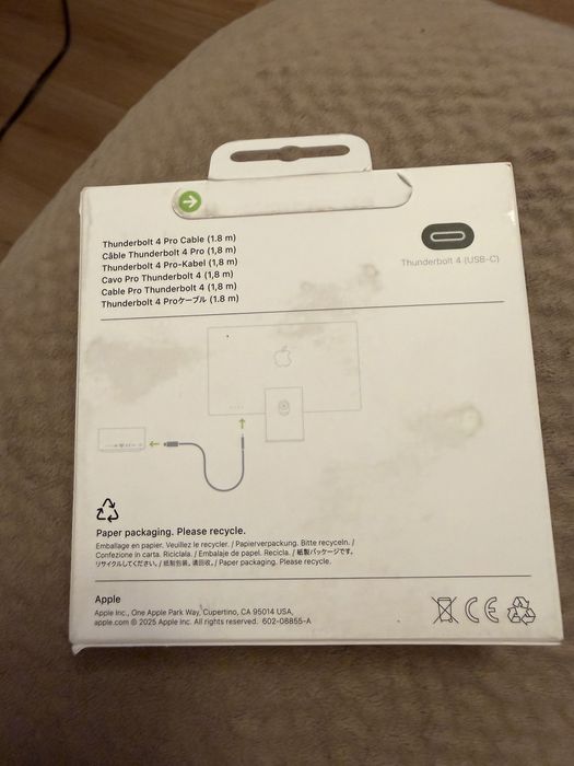 Cablu Apple Thunderbolt 4 USB-C Pro Cable MW5J3ZM/A, 1.8m, negru-sealed