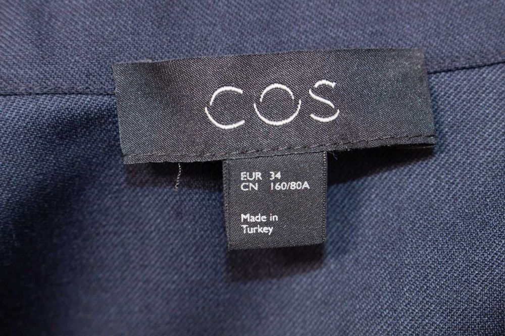 COS оригинална дамска рокля синя тип риза вълна/полиестер 34 XS-S
